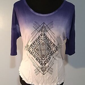 Day Trip dip dye boho graphic half-sleeve crop top